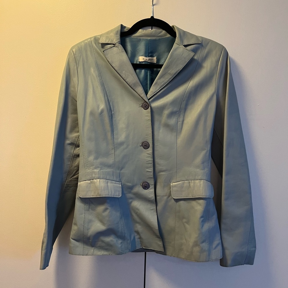 Light blue leather blazer
